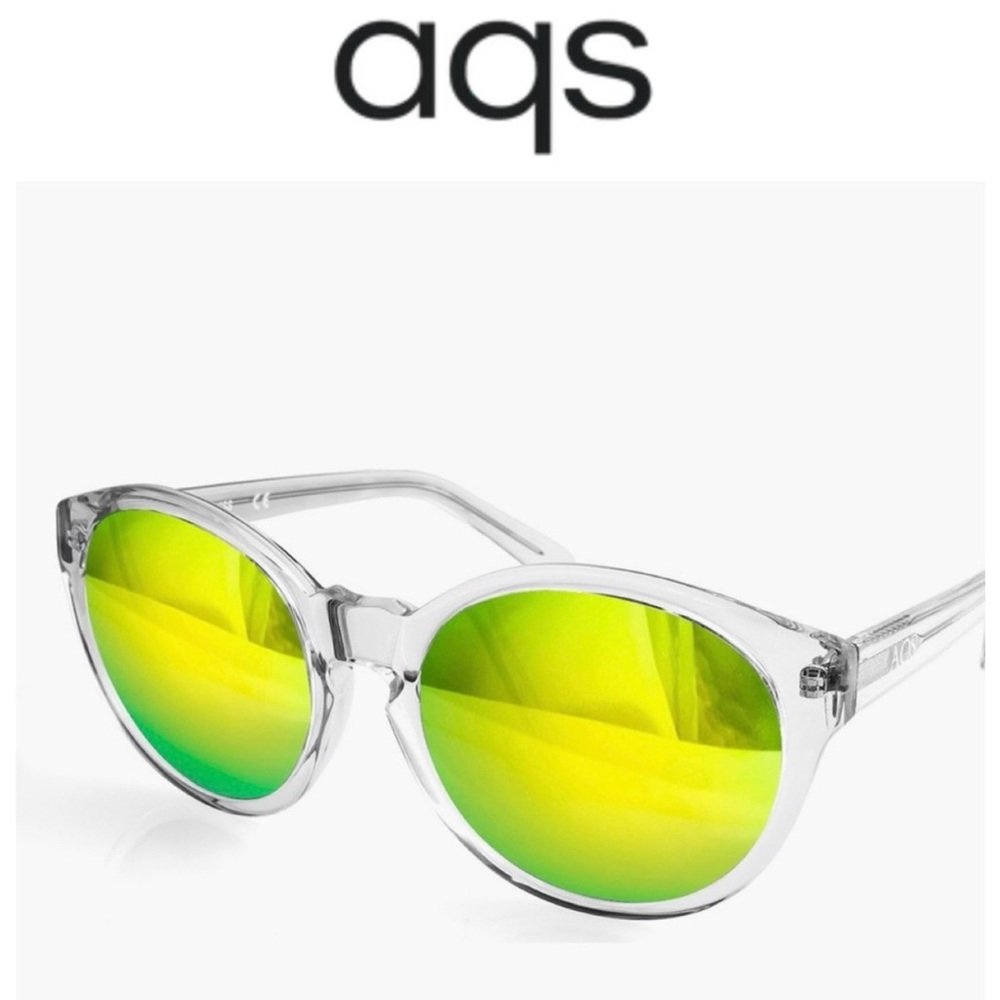 AQS Daily 53mm Rounded Sunglasses, Mirror Green Tint Shades, Made in Italy